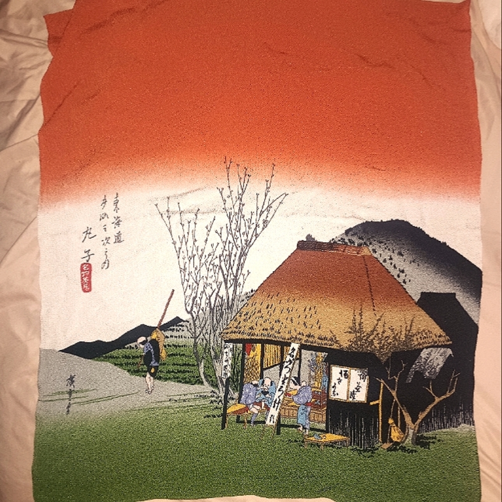 VTG Japanese Scarf  26"x28"